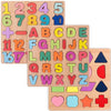 Kidology Set of 3 Wooden Alphabet Puzzle Geometric Shape and Numbers Puzzles for Kids