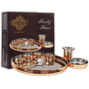 Indian Art Villa Steel & Copper Thali Dinner Set - 10 Pieces Brown Solid