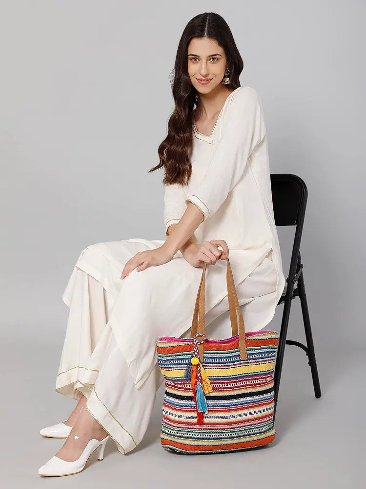 Astrid Women's Tote Bag with Long Tassel Multicolour