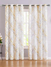 Urban Space Cotton Curtains for Door Set of 2 with Eyelets and tieback (Colou Branch Yellow)