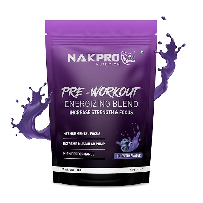 Nakpro Pre Workout Supplement Blueberry Flavour - 100 gms