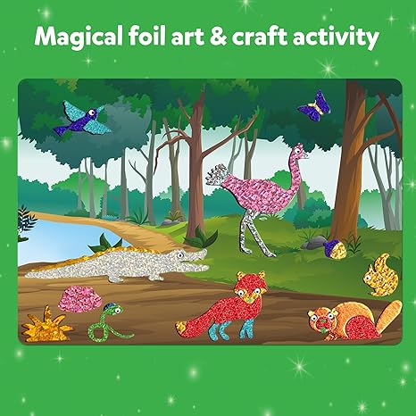 Skillmatics Art & Craft Activity Foil Fun Animals No Mess Art for Kids Creative Activity