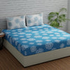 Huesland by Ahmedabad Cotton 144 TC Cotton Bedsheets for King Size Bed with 2 Pillow Covers | Blue & White