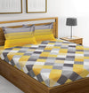Huesland by Ahmedabad Cotton 144 Tc Cotton Double Bedsheet With 2 Pillow Covers | Yellow | Grey