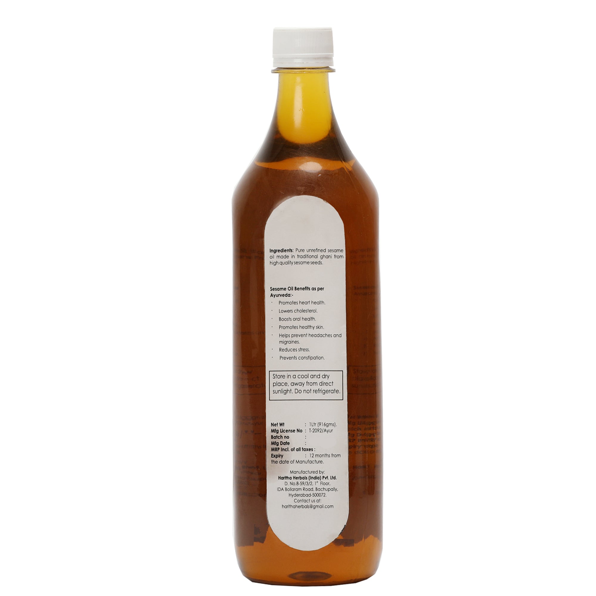 Haritha Herbals Black Sesame Cold Pressed Oil - 1 Litre