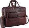 Classic Leather 16 inch Laptop Messenger Bag for Men I Office Bags I Travel Bags I Carry Handles with Adjustable Strap | Marron