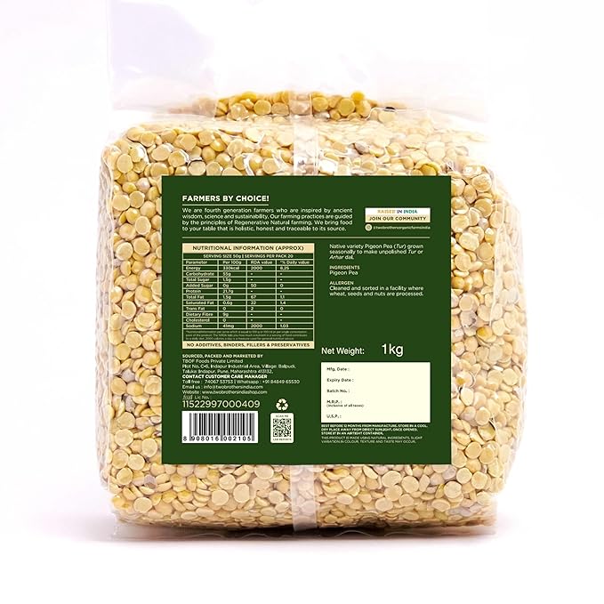 Two Brothers Organic Farms Tur (Pigeon Pea) Dal - 1000 gms