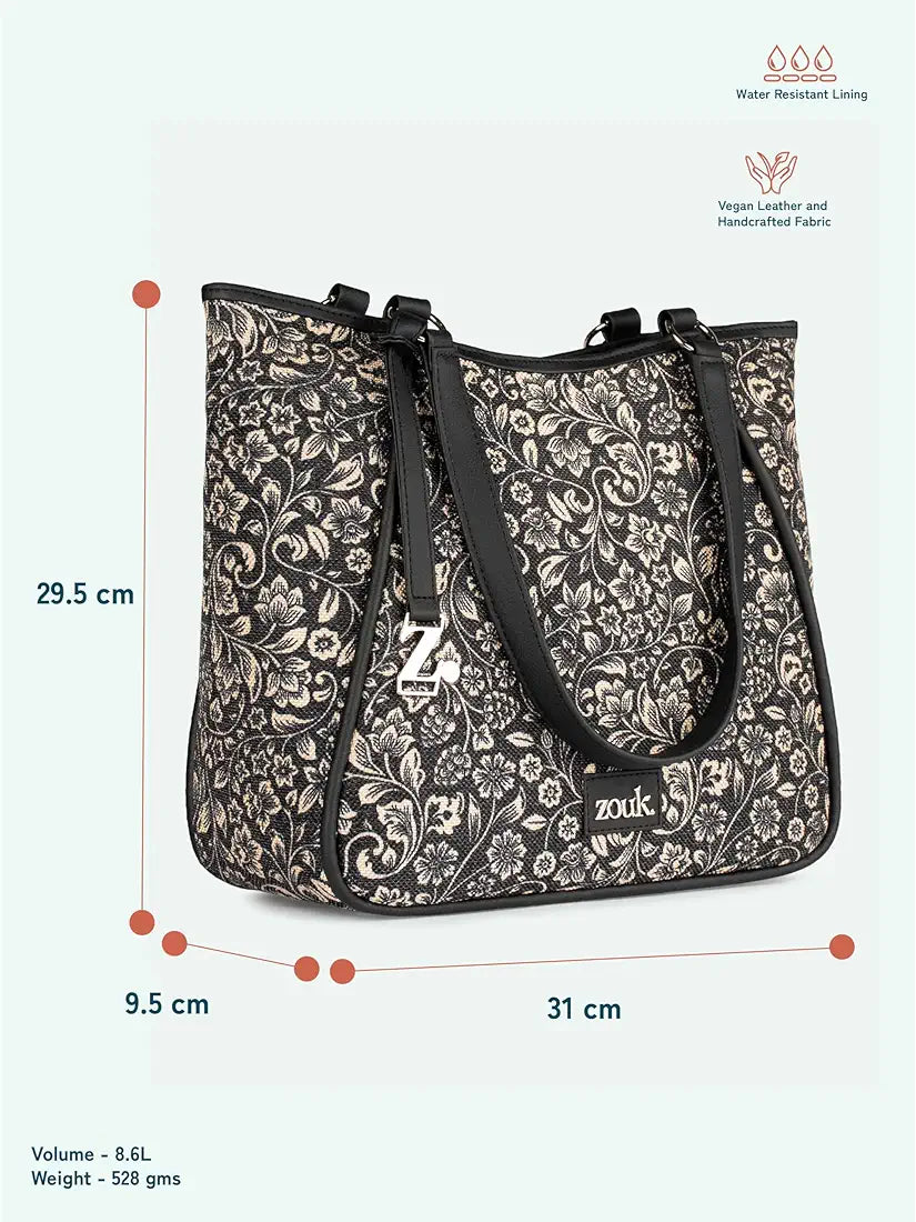 Zouk Naisha Tote Jute & Leather Handbag for Women