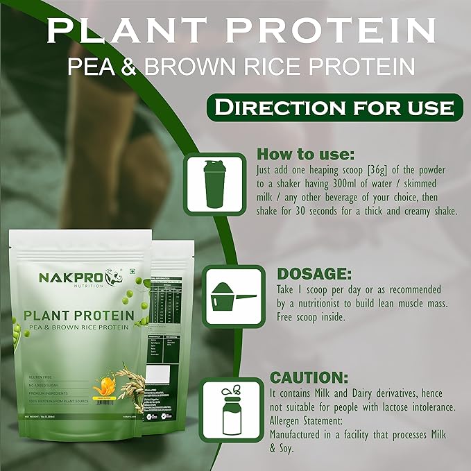 Nakpro Vegan Plant Protein Powder Mango Flavour - 1000 gms