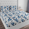 Huesland by Ahmedabad Cotton 144 TC Cotton King Size Bedsheet with 2 Pillow Covers - White & Blue