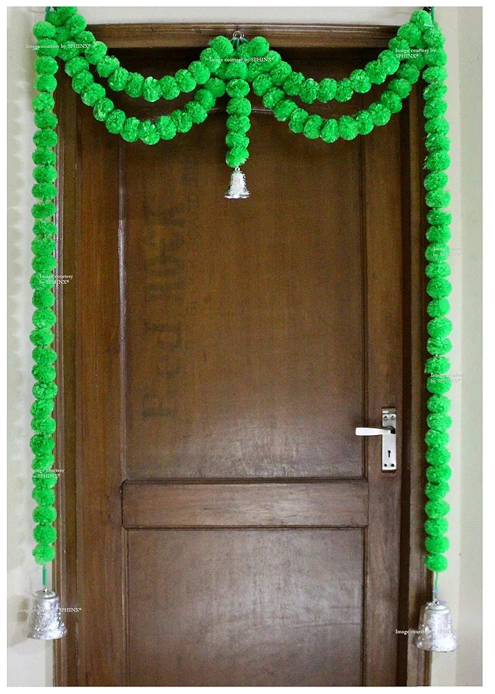 Ghirlanda Porta Decorativa Indiana Con Fiori Di Calendula Artificiali – Toran Pendente Con Perle (Giallo E Arancione) 38x6 Pollici Per Matrimoni, Diwali, Festività
