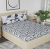 Huesland by Ahmedabad Cotton 186 TC King Size Bedsheet Cotton with 2 Pillow Covers | Grey & White