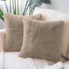 Luxe Home Cushion Cover Duble Side Rabbit Fur Plain Design Covers Set of 2 for Sofa Colour Taupe