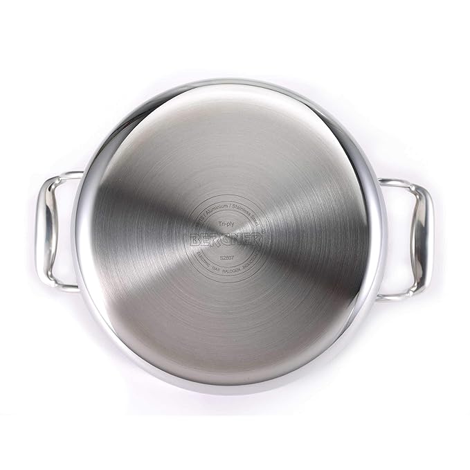 Bergner Argent Triply Stainless Steel 22 Cm Casserole With Stainless Steel Lid | 4.1 Litres