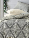 Sashaa World Unique Geometric Throw Bedcover Colour Black/ Grey