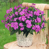 Artificial Impatiens Bouquet Flowers Silk Faux Flowers 4PCS Purple-4