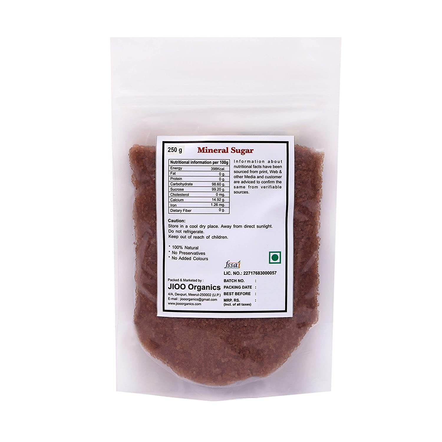 Jioo Organics Mineral Brown Sugar - 250 gms