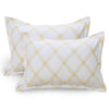 Huesland by Ahmedabad Cotton 186 TC Cotton Pillow Covers Set of 2 | White (Yellow Pattern)