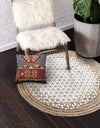 The Home Talk Natural Handcrafted Braided Round Jute Rug 80 cm Traditional Carpet Beige & White