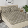 Huesland by Ahmedabad Cotton 186 TC Cotton Bedsheet for Double Bed King Size with 2 Pillow Covers | 9ft x 9ft | Brandon Beige