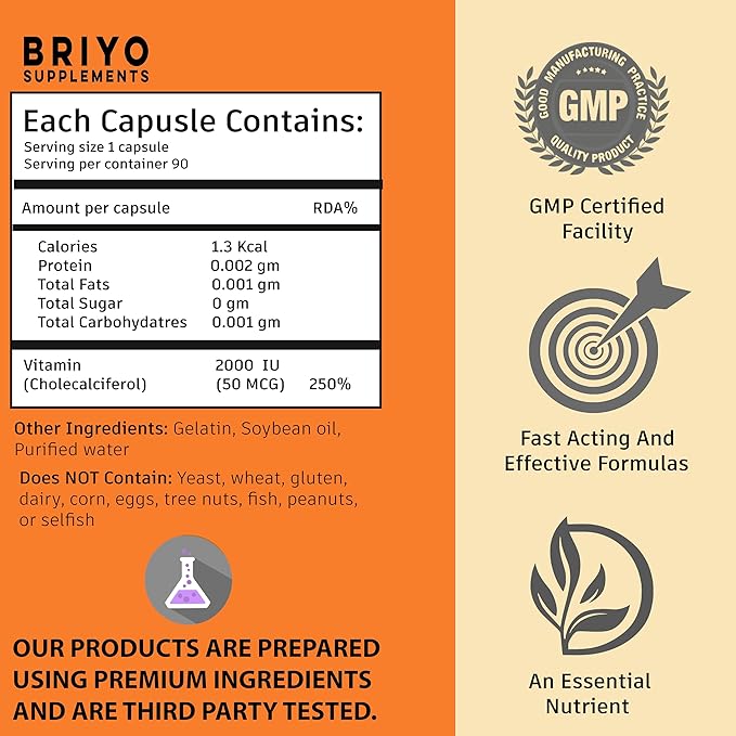 Briyosis Briyo Vitamin D3 2000 IU - 90 Softgels