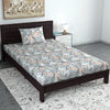 Divine Casa 144 TC Pure Cotton Single Bedsheet with 1 Pillow Cover Floral Pattern Colour Blush Grey