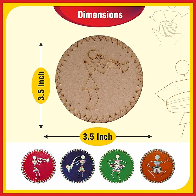 Solobolo Warli Art Painting Kit | Decorative Fridge Magnets for Kitchen | 4 Pre Marked Diy Painting Kit Fridge Magnets
