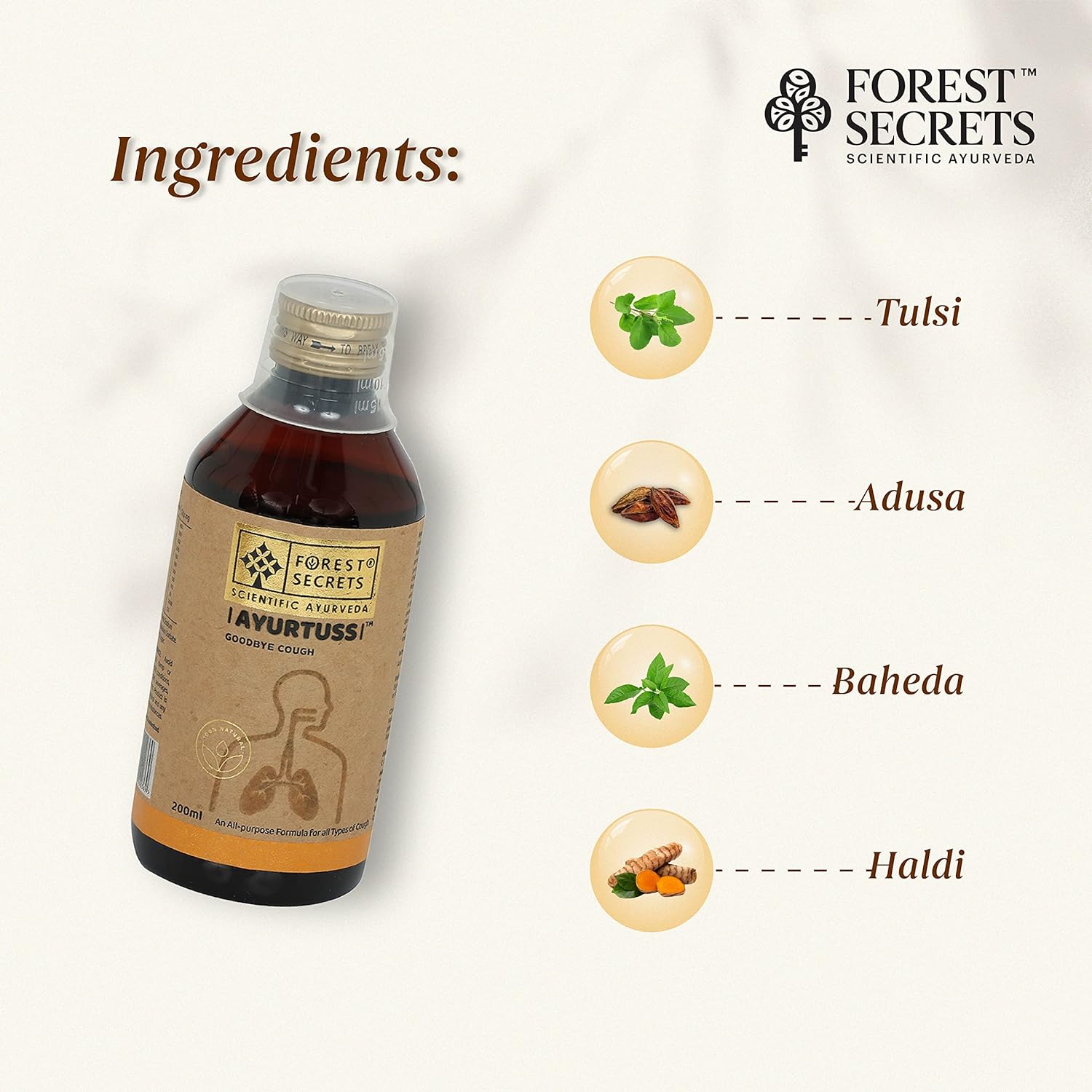Forest Secrets Ayurtuss Cough Syrup for Kids - 200 ml