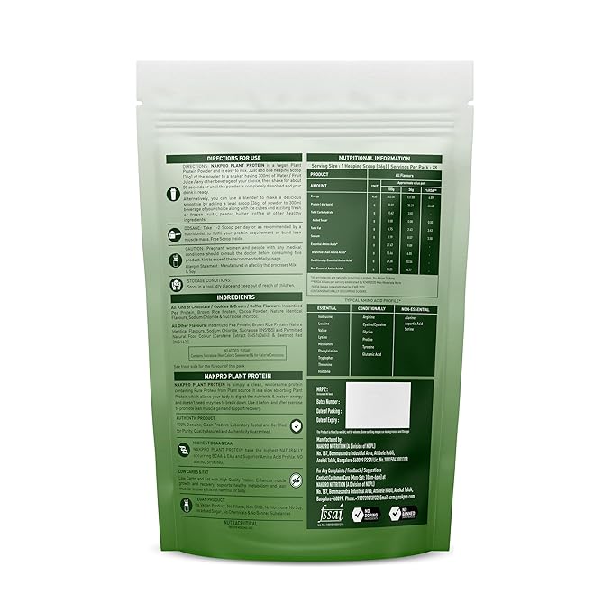 Nakpro Vegan Plant Protein Powder Mango Flavour - 1000 gms