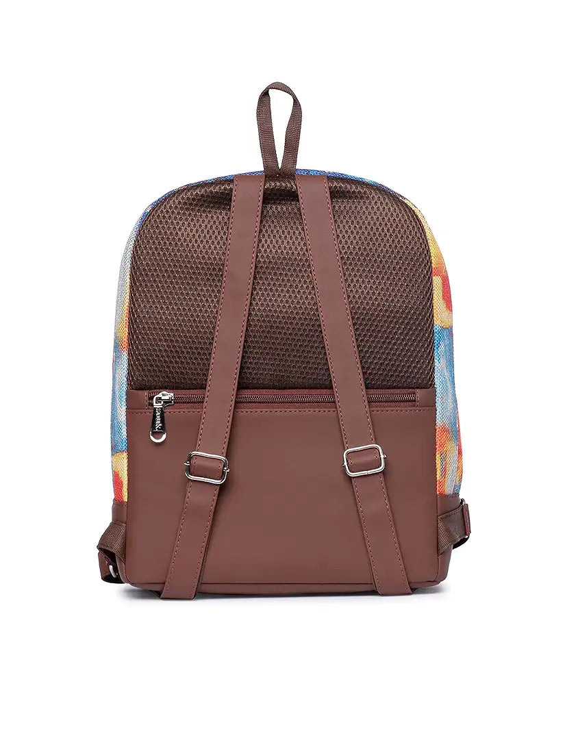 Zouk Printed Women's Jute Handcrafted Vegan Leather Multicolor Daypack/Backpack