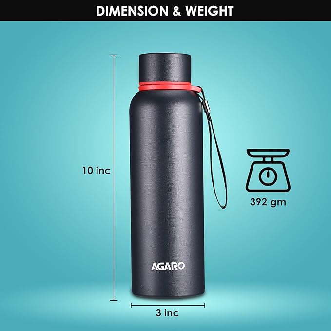 Agaro Elegant Stainless Steel Vacuum Flask 700ml | Dual Insulation with Tea Filter