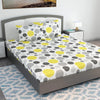 Divine Casa 144 TC 100% Cotton Bedsheet King Size Bed King Size Bedsheet with 2 Pillow Covers Colour Grey Lagoon