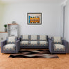 Kuber Industries 5-Seater Couch Cover Net Velvet Sofa Slip Cover Set Blue Gulab Border Crown Sofa Cover Cream