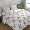 Huesland by Ahmedabad Cotton 144 TC King Size Bedsheet Cotton with 2 Pillow Covers | White, Light Coral & Grey