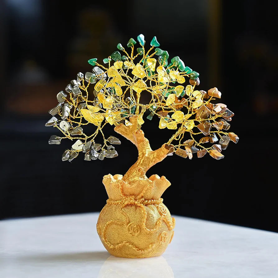 money tree gold Zaicus Money Magnet Crystal Tree Feng Shui Tree with Golden Pot