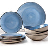 Anko Tapa 12 Pieces Stoneware Dinner Set Blue Matt Glaze Finish Lead Cadmium Free Microwave Dishwasher Safe
