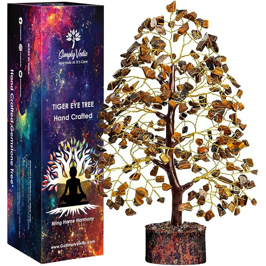 Simply Vedic Chakra Tiger Eye Crystal Tree - DesiPick