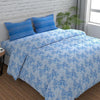 Huesland by Ahmedabad Cotton 144 TC King Size Bedsheet Cotton with 2 Pillow Covers | Grid | Blue, Grey & White