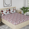 Huesland by Ahmedabad Cotton 186 TC Bedsheet for King Size Bed with 2 Pillow Covers | Brown, Brick & White