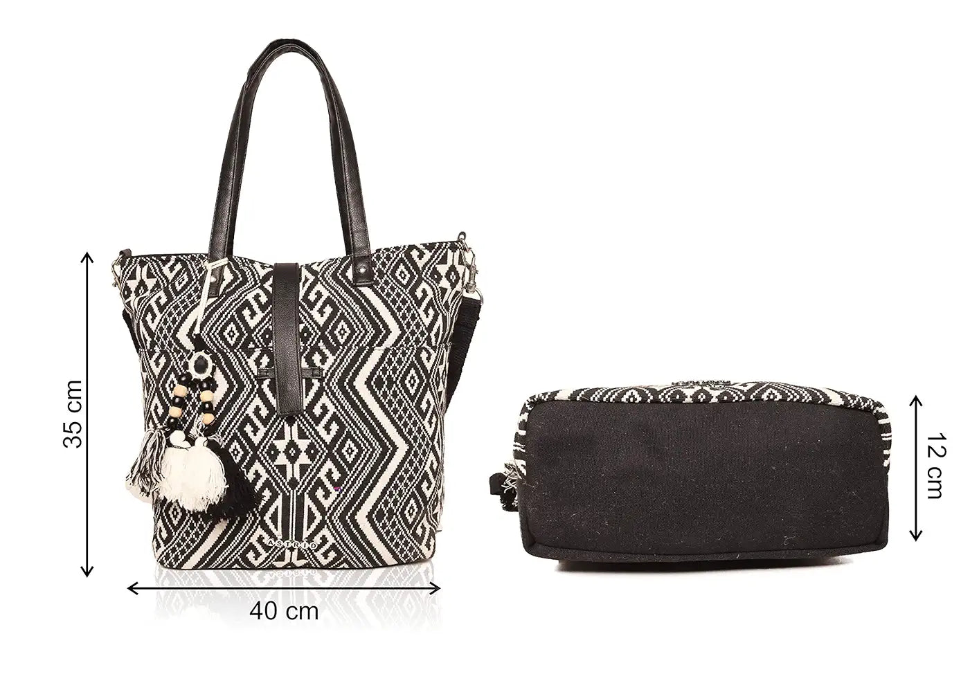 Astrid Cotton Tote Bags Dark Grey Textured