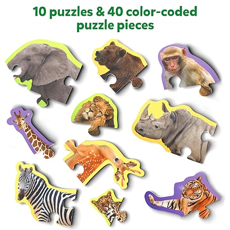 Skillmatics Step by Step Puzzle 40 Piece Wild Animal Jigsaw & Toddler Puzzles Educational Montessori Toy