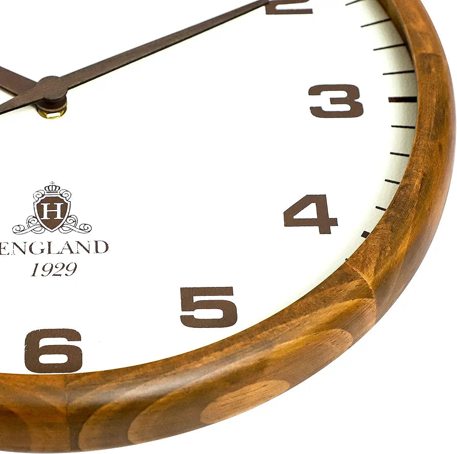 Harris & Co. Clockmasters Wooden Analog Wall Clock With Leather Dial a ...