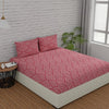 Huesland by Ahmedabad Cotton 144 TC Bedsheet for King Size Bed with 2 Pillow Covers | Peach Pink
