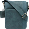Leather 8.5 inch Sling Messenger Bag for Men I Multipurpose Crossbody Bag I Travel Bag with Adjustable Strap | Blue Hunter