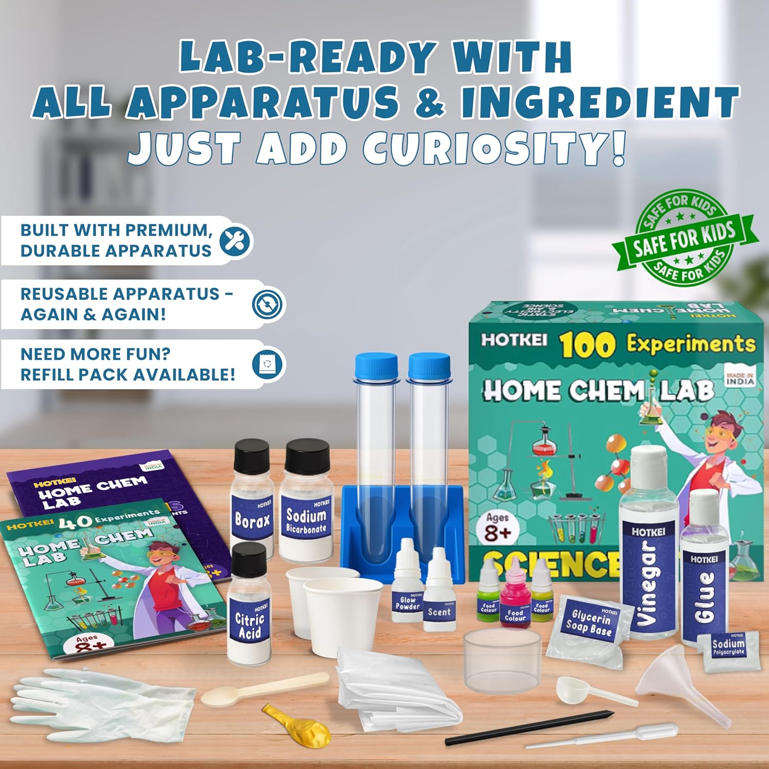Hotkei Educational 100 Science Experiment Kit Home Chem Lab Toy Scienc ...