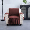 Kuber Industries Soft Velvet Quilted Single Seater Sofa Cover with Pocket Arms Frill Maroon