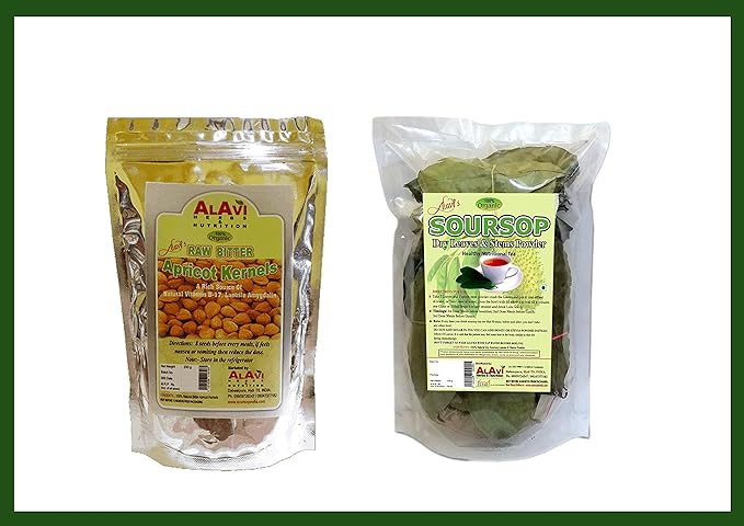 Alavi Combo Pack Of Raw Apricot Seeds & Soursop Leaves