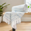 Sajavat Home Hand-Knitted Pure Cotton 3 Seater Sofa Throw Colour  Blue Multi