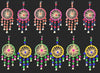 Handmade Colorful Ring Pom Pom Hanging Pom Pom with Bells Set of 4
