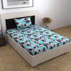 Divine Casa Bedsheet for Single Size Bed 144 TC Cotton Bedsheet for Single Size Bed with 1 Pillow Cover  Geometric Colour Aqua Grey